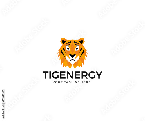 Fototapeta Naklejka Na Ścianę i Meble -  Tiger Face Logo Template. Predator Vector Design. Wild Animal Polygon Illustration
