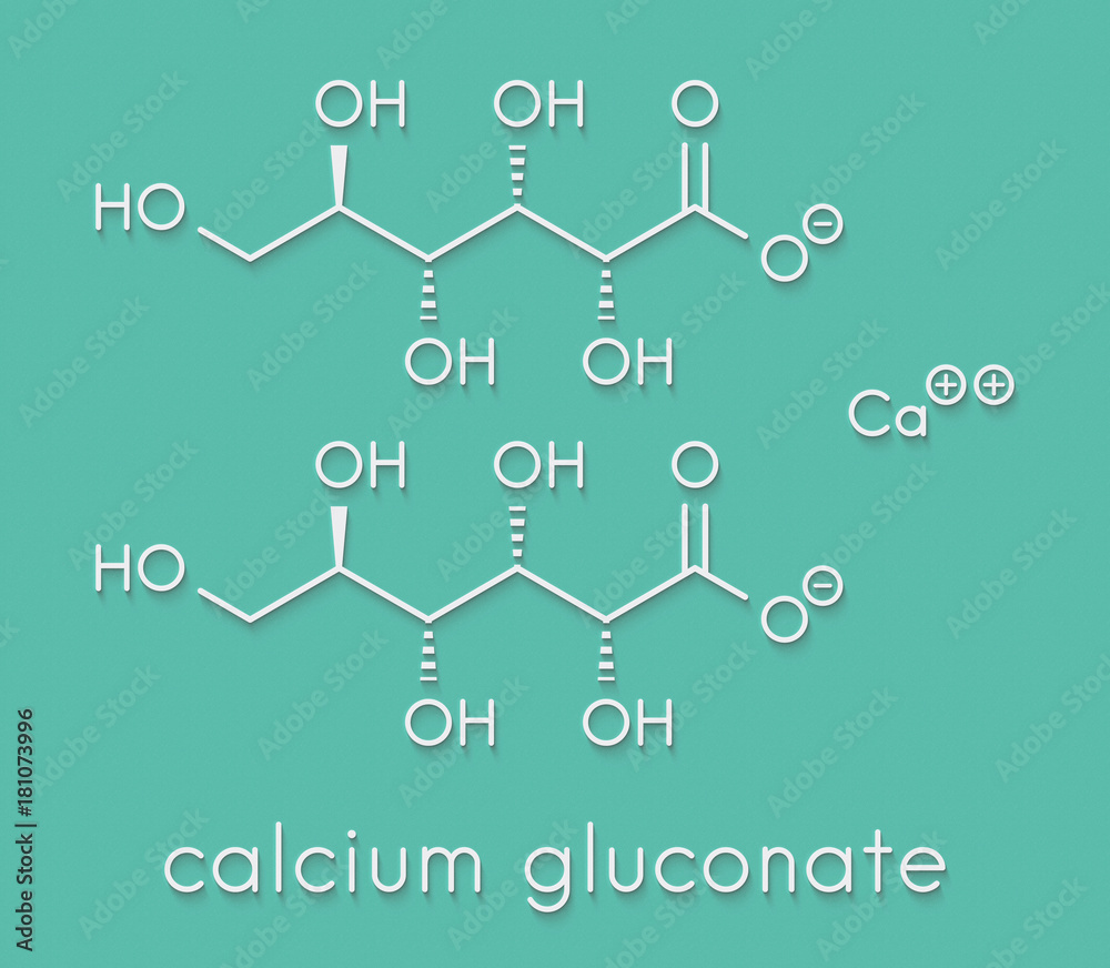 Calcium gluconate drug. Soluble form of Ca, used to treat magnesium
