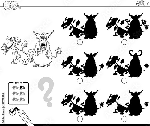 shadows game with monsters coloring book