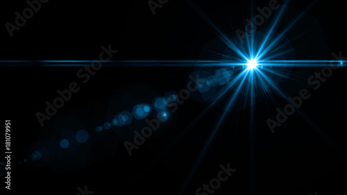 Lens flare light over black background. Easy to add overlay or screen filter over photos photo