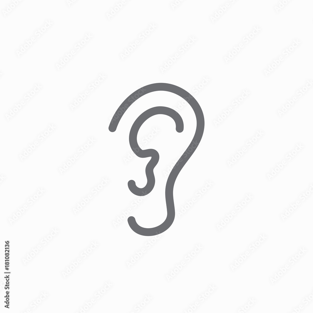 Ear and ear canal outline icon image for hearing / listening loss Ear and ear canal outline icon image for hearing / listening loss