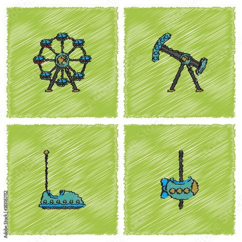 Amusement Park icons in Hatching style photo