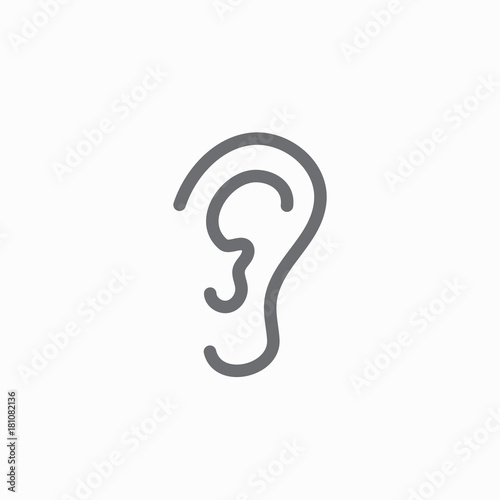 Ear and ear canal outline icon image for hearing / listening loss