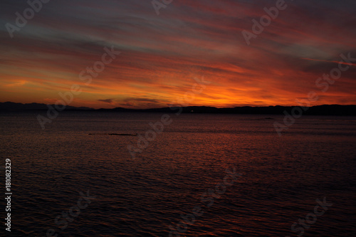 Dark Vibrant Sunset Over Victoria  British Columbia  Canada  in the fall.