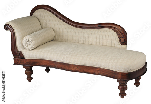 Slika na platnu Chaise sofa lounge cream color with clipping path.