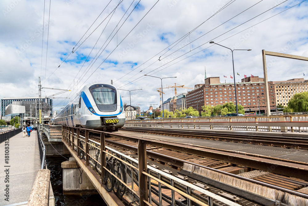 Fototapeta premium Modern train in Sweden