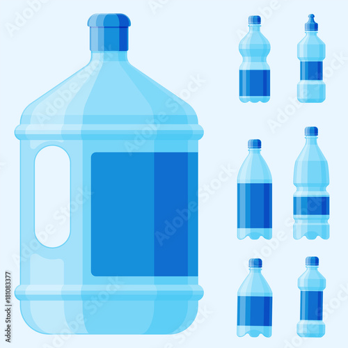 Water plastic bottle vector transparent mineral beverage blank refreshment nature blue clean liquid aqua fluid template illustration.