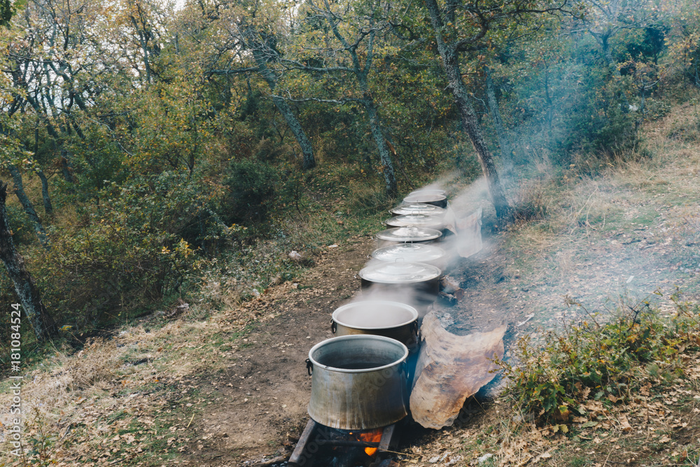 Pomak people are cooking a meal to celebrate the Pomak people are cooking a meal to celebrate the