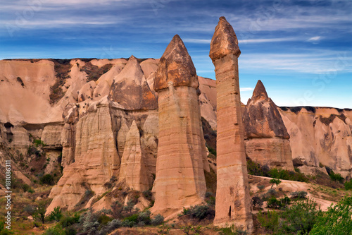 Love valley needles striped, Volcanic tuff named phallic rock pillar photo