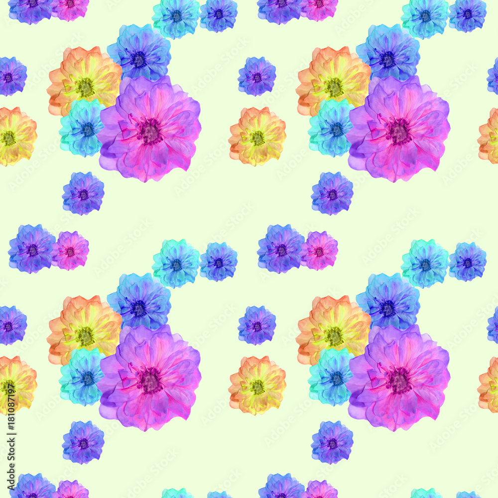 Briar, wild rose. Seamless pattern texture of flowers. Floral background, photo collage