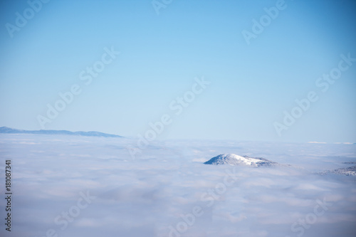 View to the mist from the top of the mountain
