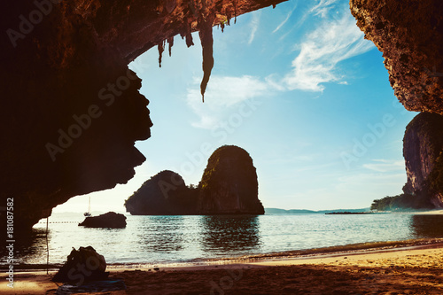 Beautiful landscape of cave and beach