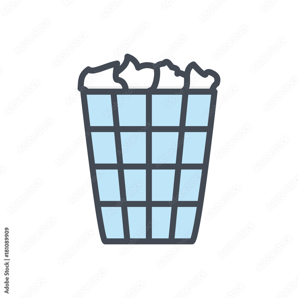 Office colored icon trash can bin