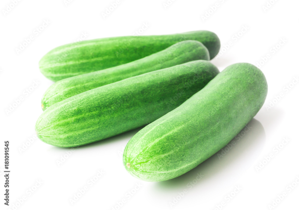 Closeup cucumber on white background, food and vegetable concept Closeup cucumber on white background, food and vegetable concept