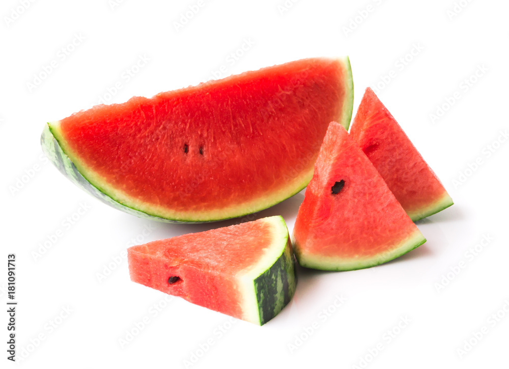 Watermelon with sliced on white background, fruit for healthy concept Watermelon with sliced on white background, fruit for healthy concept