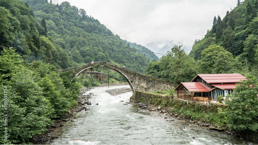 Historical Ottoman bridge Taskopru in Senyuva, Rize, Turkey Historical Ottoman bridge Taskopru in Senyuva, Rize, Turkey