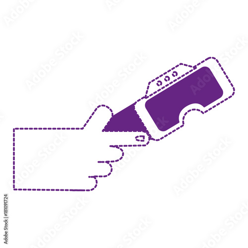 dotted shape hand with 3d glasses technology equipment