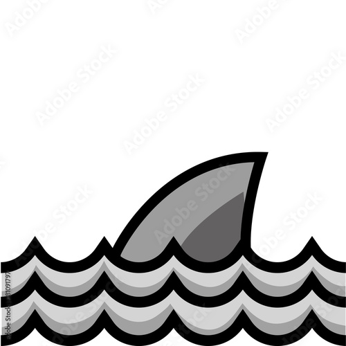 grayscale nature ocean waves with shark animal