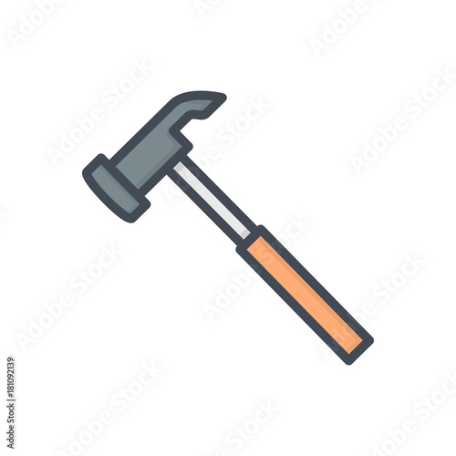 Renovation service line icon hammer