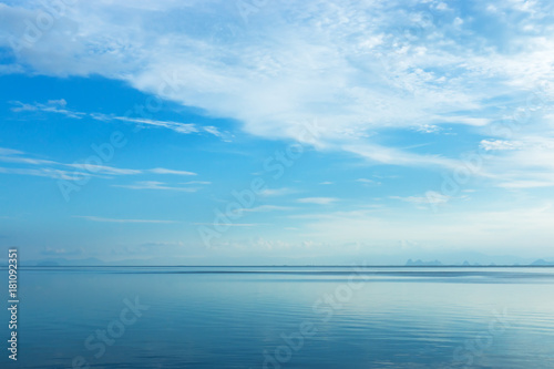 White cloud over the lake with blue sky. © noppharat