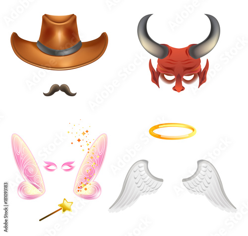 Video chat effects animal faces set