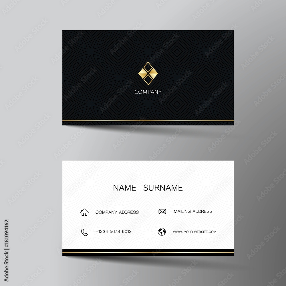 Modern business card template design. With inspiration from the abstract. Contact card for company. Two sided black and white . Vector illustration. Modern business card template design. With inspiration from the abstract. Contact card for company. Two sided black and white . Vector illustration.