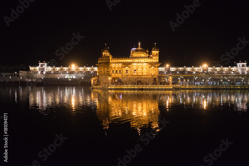 Golden Temple Glowing at Night with Reflection in Amritsar, Punjab