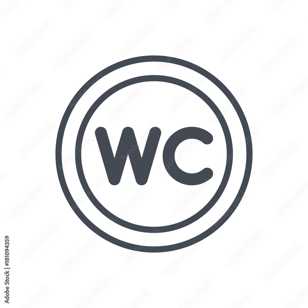 restaurant service line icon WC toilet sign