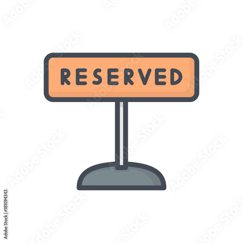 restaurant service colored icon reserved tag sign
