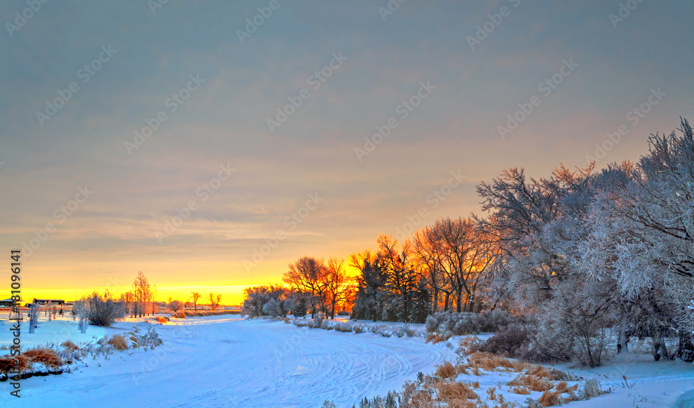 Landscape of cold and beautiful, snowy winter Landscape of cold and beautiful, snowy winter