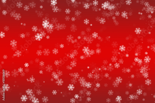 Falling snowflakes on a red background