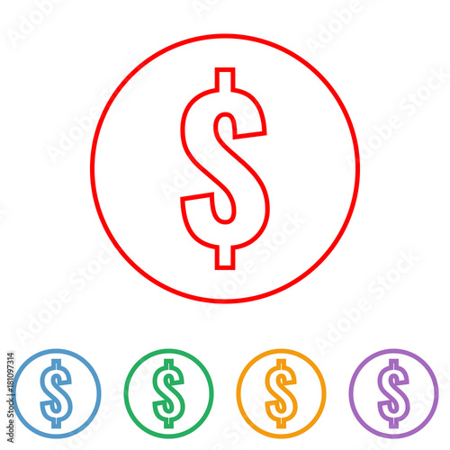 us dollar currency symbol, thin lines icon
