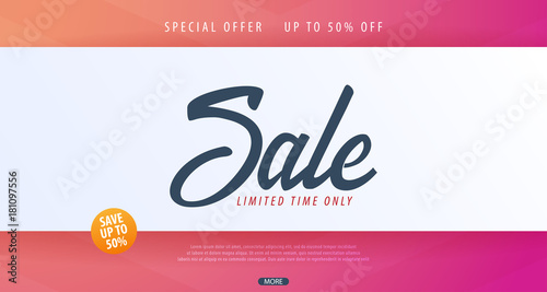 Sale banner or Flyer design with gifts. Discount background for the online store, shop, promotional leaflet, poster, banner. Vector illustration.