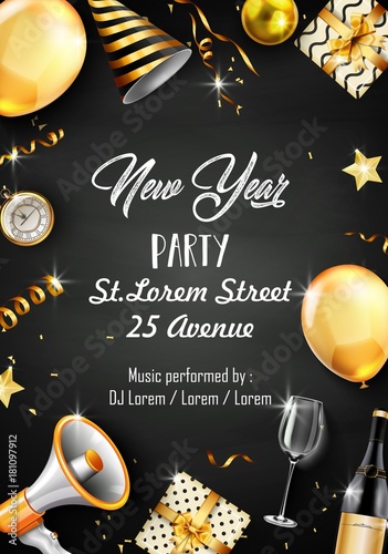 New year party design template with elements