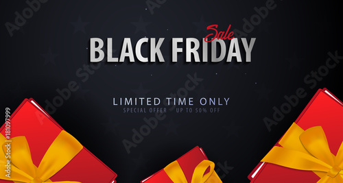 Black Friday Sale poster or Flyer. Discount background for the online store, shop, promotional leaflet, poster, banner. Vector illustration.