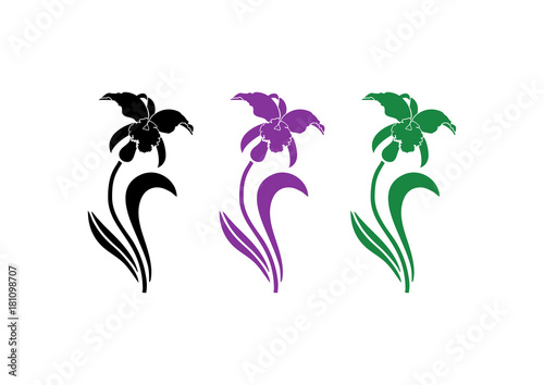 Fototapeta Naklejka Na Ścianę i Meble -  Beautiful Orchid Flower Silhouette Logo Design