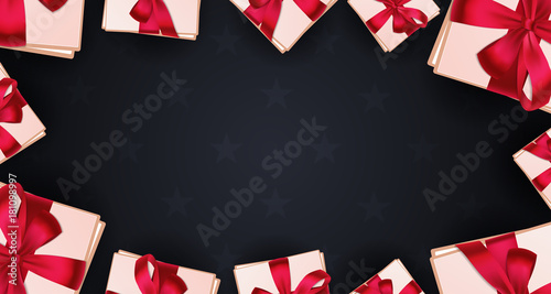 Sale poster or Flyer design with gifts. Discount background for the online store, shop, promotional leaflet, poster, banner. Vector illustration.