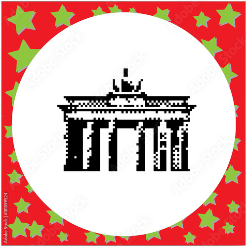 Berlin Brandenburg Gate or Brandenburger Tor Berlin Germany vector illustration isolated on round white background with stars