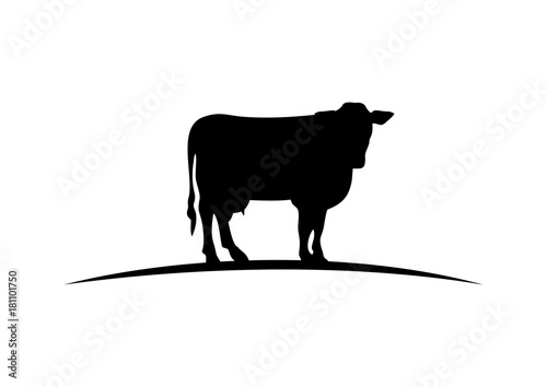 Black Cow Illustration Logo Silhouette