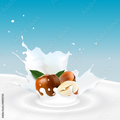 Milk splash with hazelnut