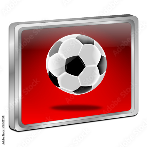 Button with Soccer ball - 3D illustration