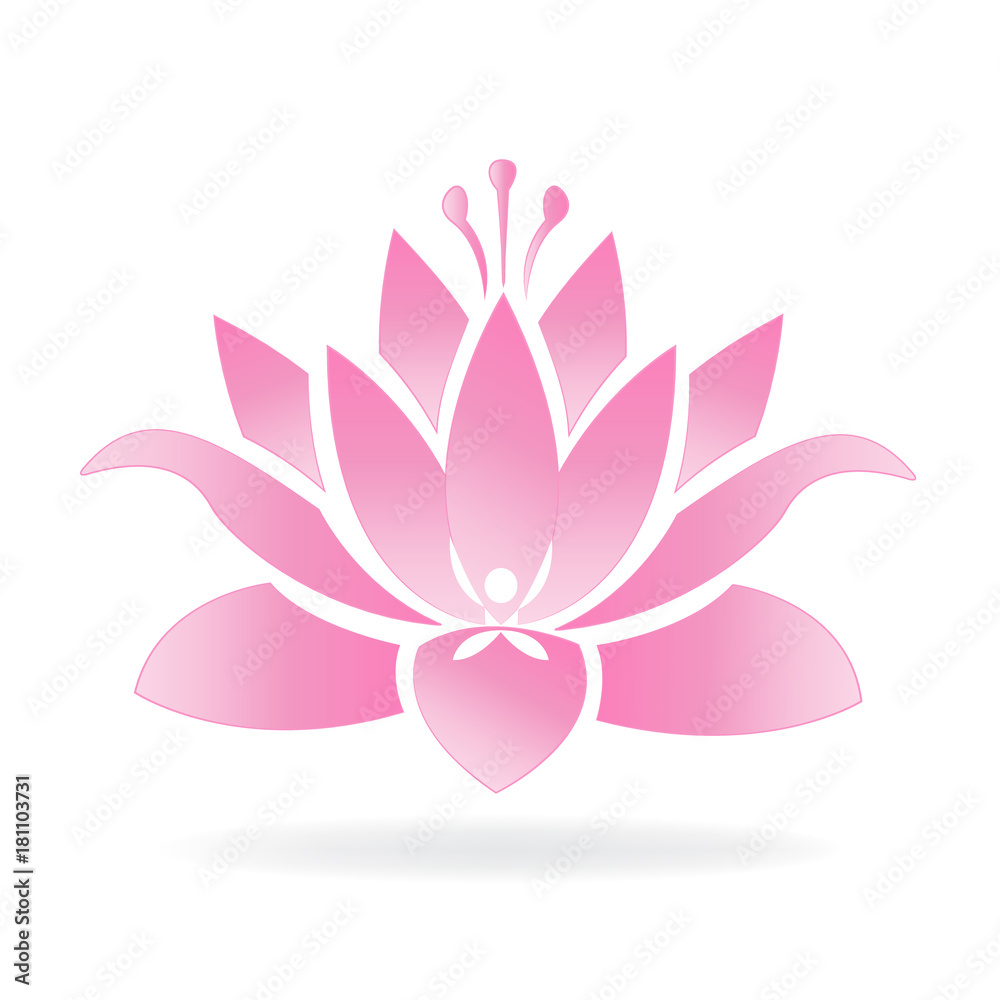Lotus flower and yoga man logo