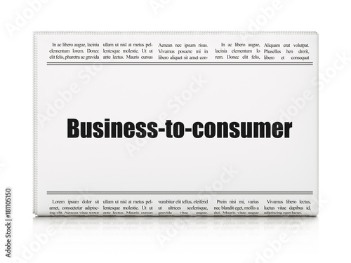 Business concept: newspaper headline Business-to-consumer on White background, 3D rendering