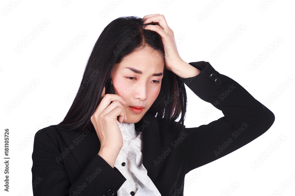 woman in business suit working in stress desperate talking on a mobile phone woman in business suit working in stress desperate talking on a mobile phone