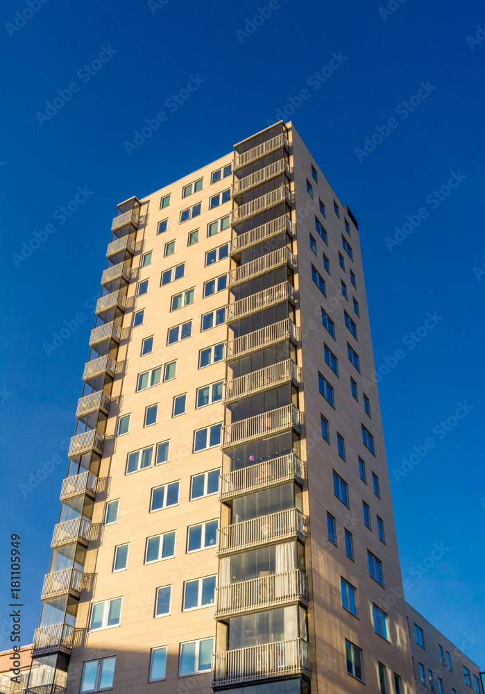 Modern Giant  Apartment Building Blue Sky Facade Home Residential Structure