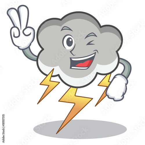 Two finger thunder cloud character cartoon