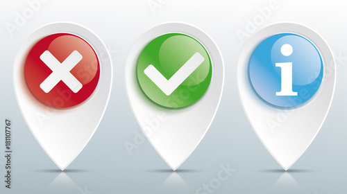 Yes No Info Tick Pointer Colored Glossy Buttons Header