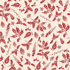 Keuken achterwand Kerstmis motieven patronen Bloemenpatroon in feestelijke kerstkleuren  © paprika