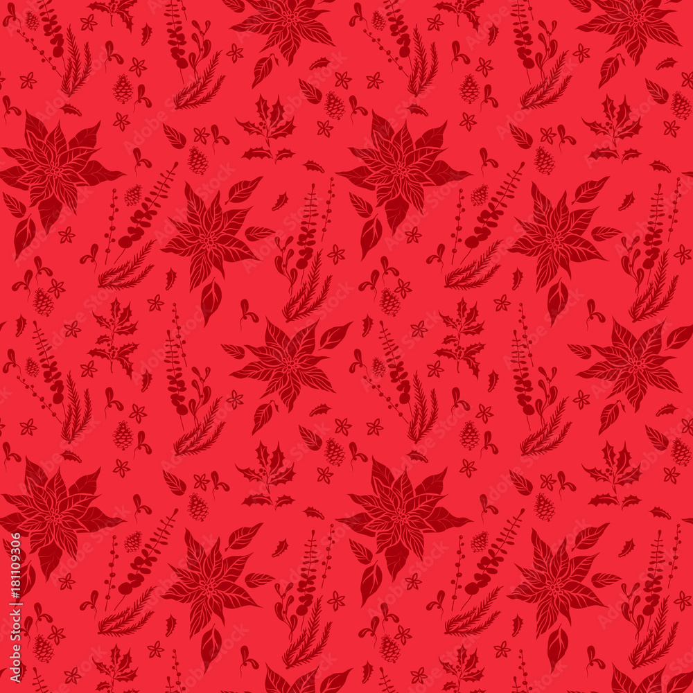 Red floral holiday pattern Red floral holiday pattern