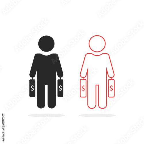 black and thin line investor icon